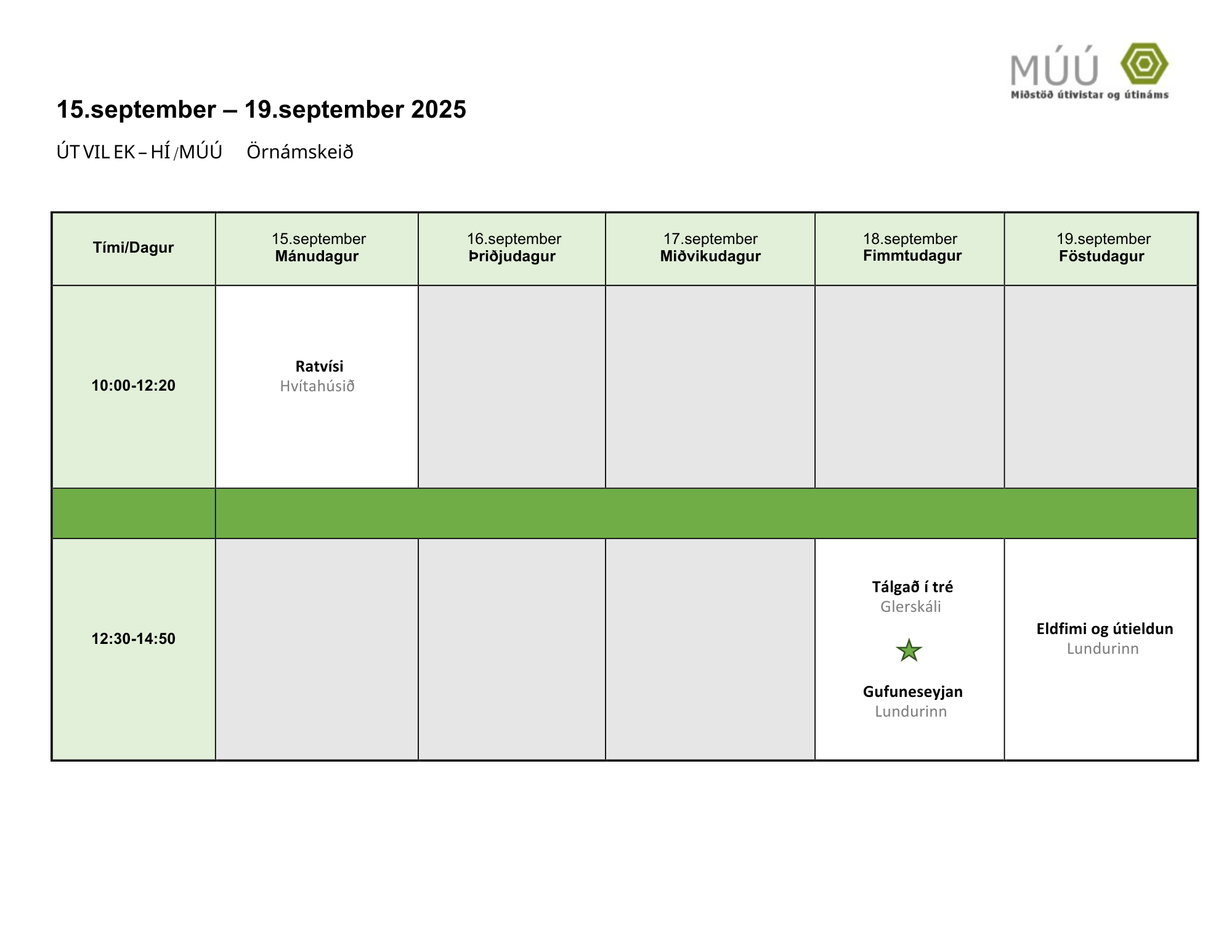 Stundatafla HÍ og MÚÚ VIkan 15.-19.sept 2025