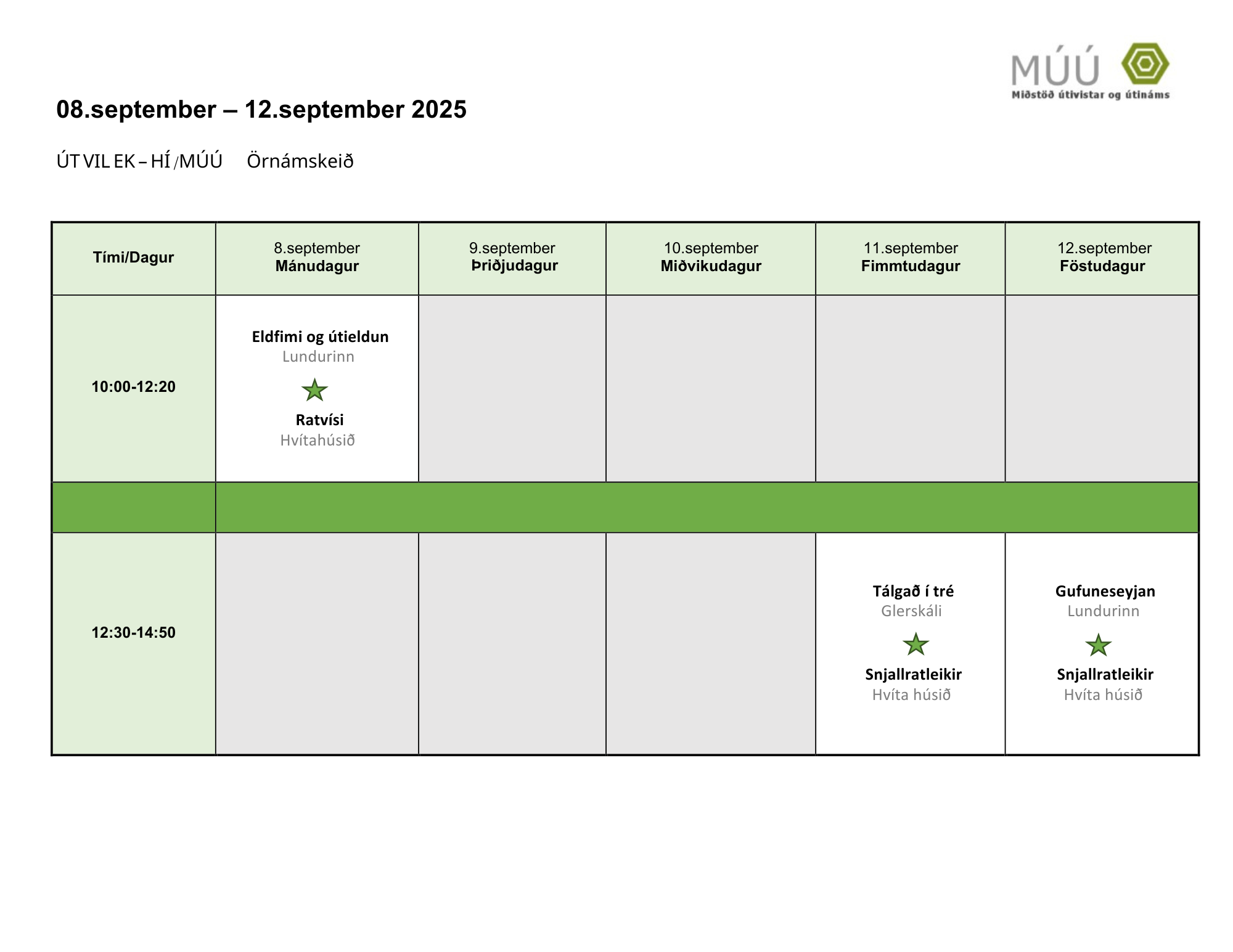 Stundatafla HÍ og MÚÚ VIkan 8.-12.sept 2025